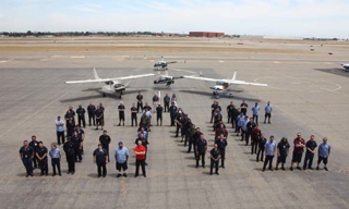 SJVC's Aviation Campus' 25th Anniversary, students spelled out SJVC at the SJVC Aviation campus in Fresno