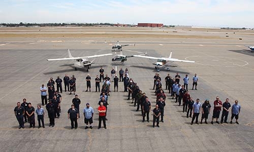 SJVC's Aviation Campus' 25th Anniversary, students spelled out SJVC at the SJVC Aviation campus in Fresno